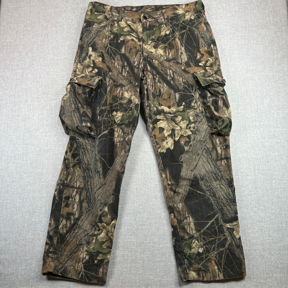 Vintage Wolf Mountain Camo Cargo Hunting Pants Men Lrg Realtree Outdoor USA Made
